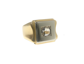 18 K Bicolor Gouden Heren Ring 0.50 crt Roos Geslepen Diamant - 7,7 g