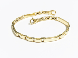 14 K Gouden Fantasie Schakel Armband - 21 cm / 7,6 g