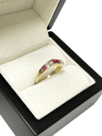 14 K Gouden Slagring 0.20 ct Diamant / 0.20 ct Robijn - Mt 16.75