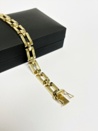 8 Karaat Vintage Schakel Armband (Poli/Mat) - 19,5 cm / 12,9 g / 8 mm