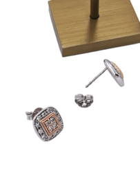 NDI 14 Karaat Witgouden Oorstekers Rosé Detail 0.30 ct Diamant - HK Design