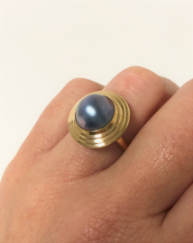 Handvervaardigd 18 K Gouden Design Ring Mabé Zoutwater Parel