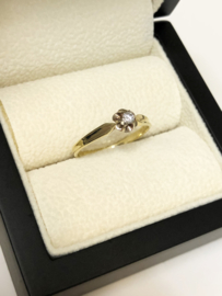 14 K Gouden Solitair Ring 0.07 Crt Briljantgeslepen Diamant H/ SI1