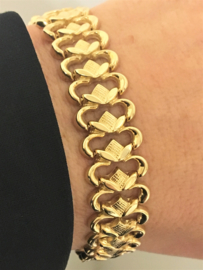 14 K Gouden Fantasie Schakel Armband - 19,5 cm / 19,35 g