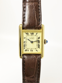 Must de Cartier Tank Midsize Champagne Roman Dial Classic Chocolate