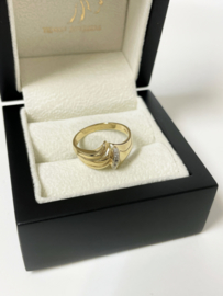 14 K Gouden Fantasie Ring Briljant Geslepen Diamant