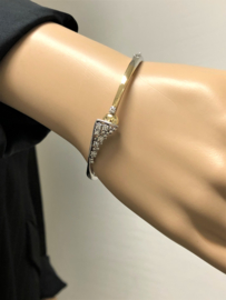Antiek 18 K Gouden Slaven Armband 0.35 crt Briljantgeslepen Diamant F / IF