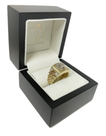 14 Karaat Gouden Rolex Logo Ring Heren 0.28 ct Briljant Geslepen Diamant G/VVS