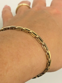 14 K Gouden Fantasie Schakel Armband -  17,5 cm / 10,6 g