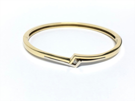 14 K Bicolor Gouden Slag Slaven Armband / Bangle 0.10 crt Diamant G/VS1 - 18 g