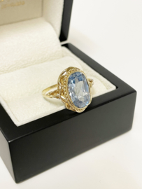 Antiek Gouden Ring Facetgeslepen Aquamarijn