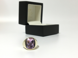 14 K Gouden Heren Ring Cabochon Geslepen Amethyst