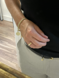14 Karaat Gouden Gourmet Schakel Armband Graveer Plaat Hanger - 18 cm / 14,1 g / 6.5 mm