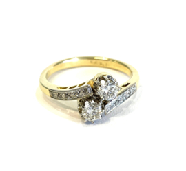 Gouden Slagring Toi et Moi 0.46 ct Briljant Geslepen Diamant D/IF