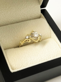 Antiek Handvervaardigd 14 K Gouden Solitair Ring 0.25 crt Diamant F / VVS1