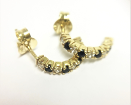 14 K Gouden Oorhangers Briljantgeslepen Saffier / Zirkonia