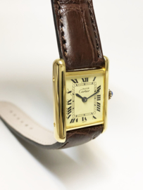 Must de Cartier Tank Midsize Champagne Roman Dial Classic Chocolate