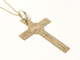 Antiek Handvervaardigd 14 K Gouden Hanger Kruis - 5 cm