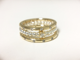 PANDORA Stapelringen Droplets Gouden Ringen 150178 CZ  / 190214 Diamant