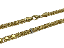 14 Karaat Bicolor Massief Gouden Platte Koningsketting - 60 cm / 5 mm / 39.3 g