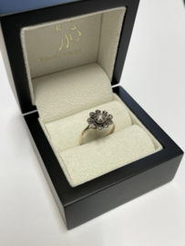 Antiek 14 K Gouden Rozet Ring ca 0.15 ct Roos Geslepen Diamant
