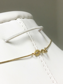 14 K Gouden Slangen Collier (Gevlakt) Met Diamant Hanger (Glijder) - 47 cm