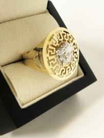 Grove 14 K Gouden Ring Medusa Versace Motief - 2,5 cm