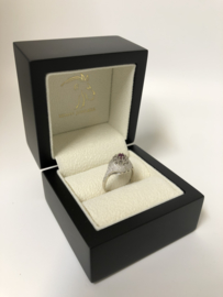 14 K Witgouden Fantasie Ring Robijn / 0.15 Crt Briljantgeslepen Diamant
