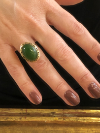 Antiek 14 K Gouden Entourage Ring 8.34 ct Nefriet Jade