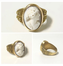 18 K Antiek Gouden Ring Geslepen Bot Camee  7,9 g - Spanje / Ca 1900