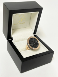 AL CORO 18 K Massief Rosé Gouden Ring 5,29 crt Briljant Geslepen Zwart Saffier - 17 g