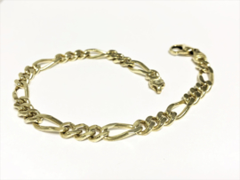 14 K Massief Gouden Figaro Schakel Armband - 22,5 cm / 22 g