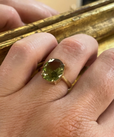 14 K Gouden Ring Facetgeslepen Toermalijnkleurig Cubic Zirkonia - Mt 17.5