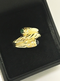 14 K Gouden Fantasie Ring Diamant Saffier Smaragd