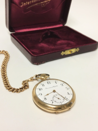 IWC Antiek Gouden Zakhorloge Met Ketting In Cassette - Grand Prix Milan 1906