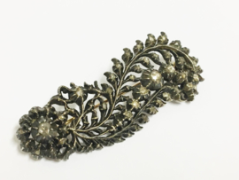 Antiek Zilveren / Gouden Veerbroche Roosdiamanten ca 1880