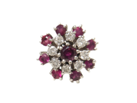 Witgouden Rozet Ring Robijn / 0.58 ct Briljant Geslepen Diamant TW/VS2