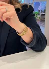Brede 18 Karaat Gouden Vintage Schakel Armband - 17.5 cm / 77.3 g