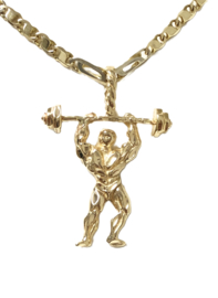 14 K Gouden Hanger  Bodybuilder - 4,2 cm