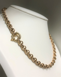14 K Rosé Gouden Jasseron Slot Collier - 45 cm / 28,7 g / 7,5 mm