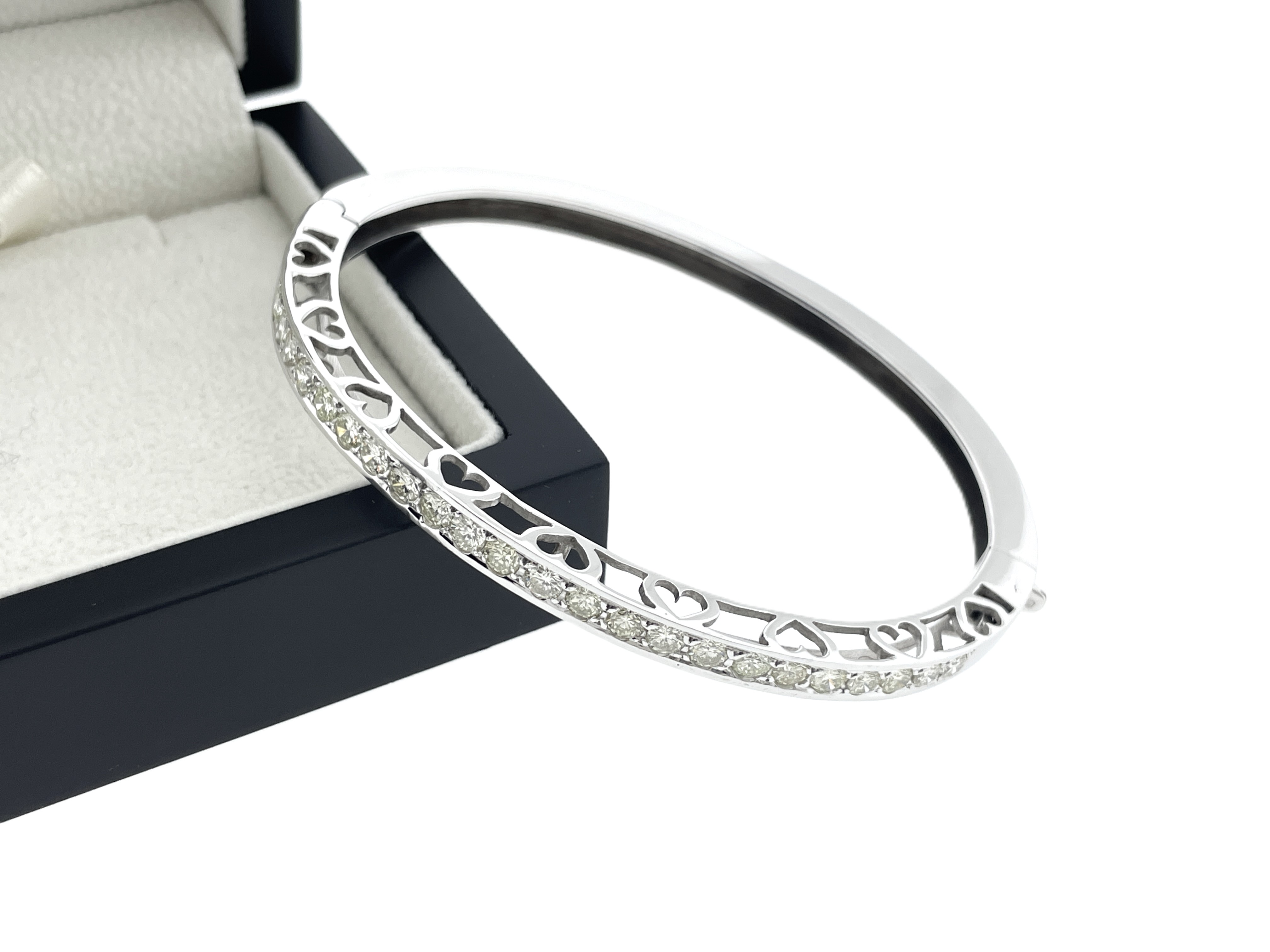 18 Karaat Gouden Bangle Armband Witgoud 2.3 ct Briljant Geslepen Diamant
