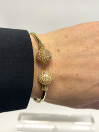 18 Karaat Gouden Klem Armband Bollen Gold Briljant Geslepen Cubic Zirkonia - 15 g