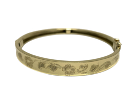 Vintage 14 Karaat Gouden Armband / Bangle Florale Gravure - 8.5 mm