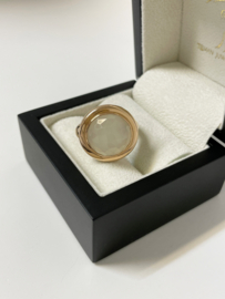 AL CORO 18 K Rosé Gouden Ring Roos Geslepen Maansteen - 12,87 g