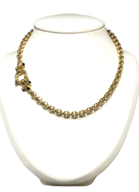 14 K Gouden Jasseron Slot Collier Saffier - 46 cm / 31,65 g
