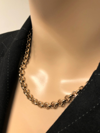 14 K Rosé Gouden Jasseron Slot Collier - 45 cm / 28,7 g / 7,5 mm