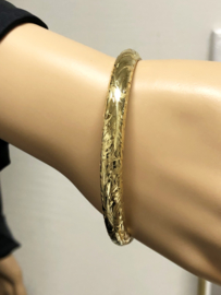 14 K Gouden Slaven Armband Floraal Gegraveerd - 29 g / 20 cm