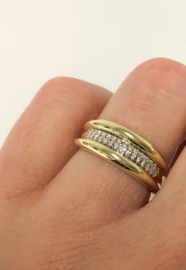 14 K Bicolor Gouden Bandring 0.15 Crt Diamant - G/VS2-SI1