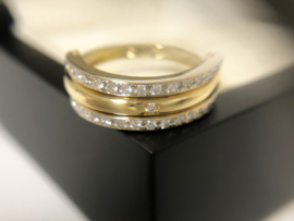 18 K Gouden 3-Band Ring (verstelbaar) 0.35 crt Diamant H / VS1