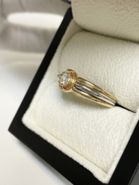 Le Chic 18 K Bicolor Gouden Solitair Ring 0.25 ct Briljant Geslepen Diamant Top Wesselton IF
